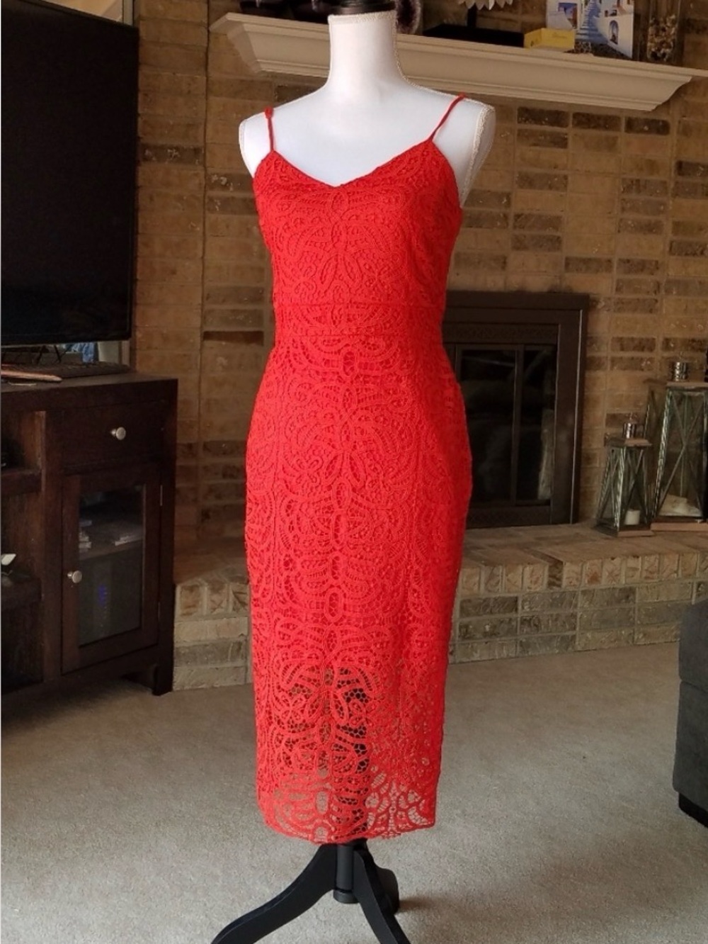 Bisou Bisou Lace Coral Dress NWOT